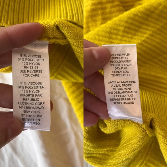 NWT Chelsea & Theodore Oversized Citron Tea Ribbed Turtleneck Sweater XS - Picture 12 of 13